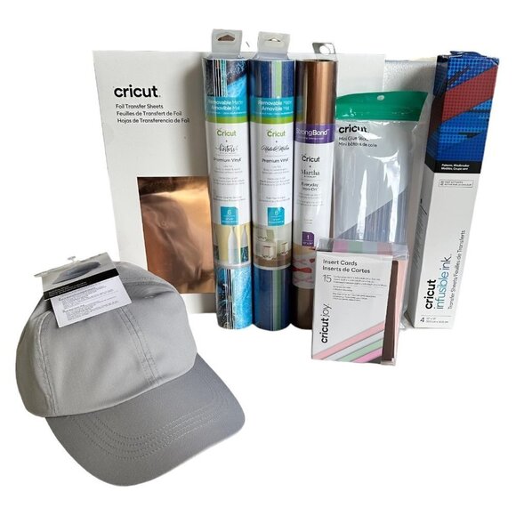 Cricut HTV Removable Vinyl Foil Glue Sticks Ball Cap Joy Sampler Lot Bundle Gift